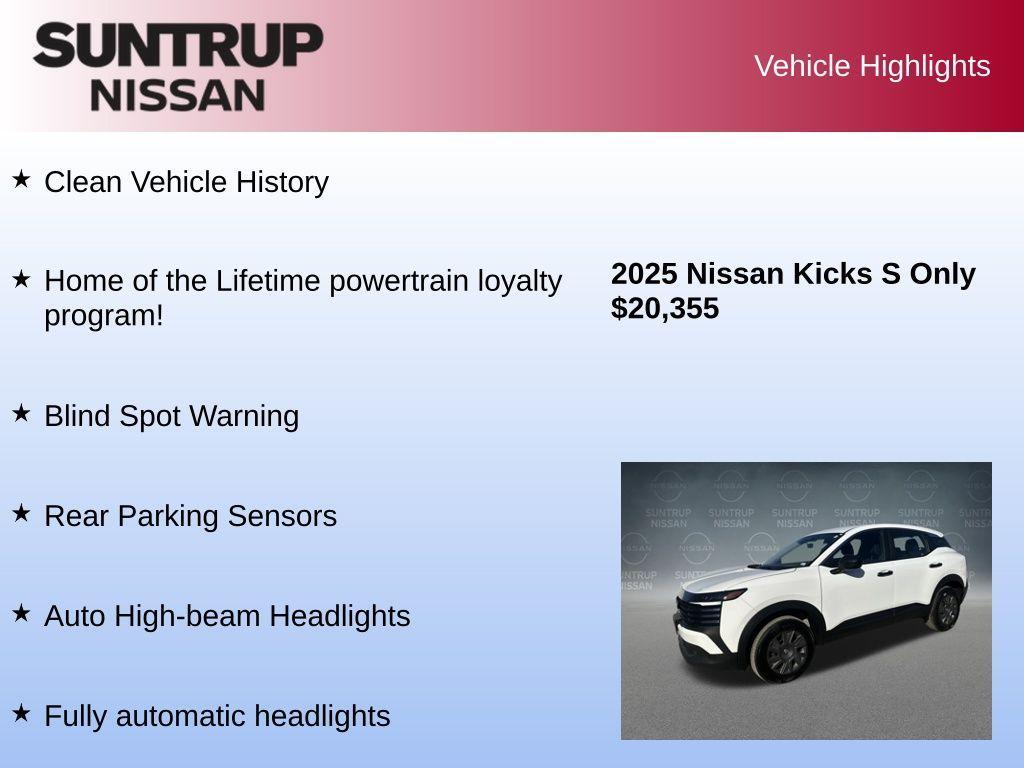 used 2025 Nissan Kicks car, priced at $20,355