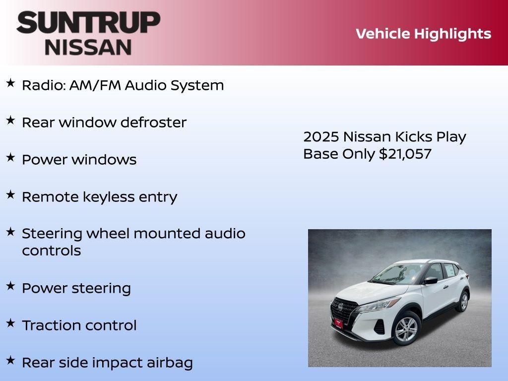 new 2025 Nissan Kicks Play car, priced at $21,057