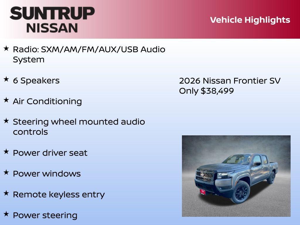 new 2026 Nissan Frontier car, priced at $38,499