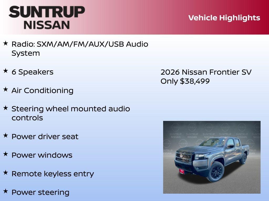 new 2026 Nissan Frontier car, priced at $38,499