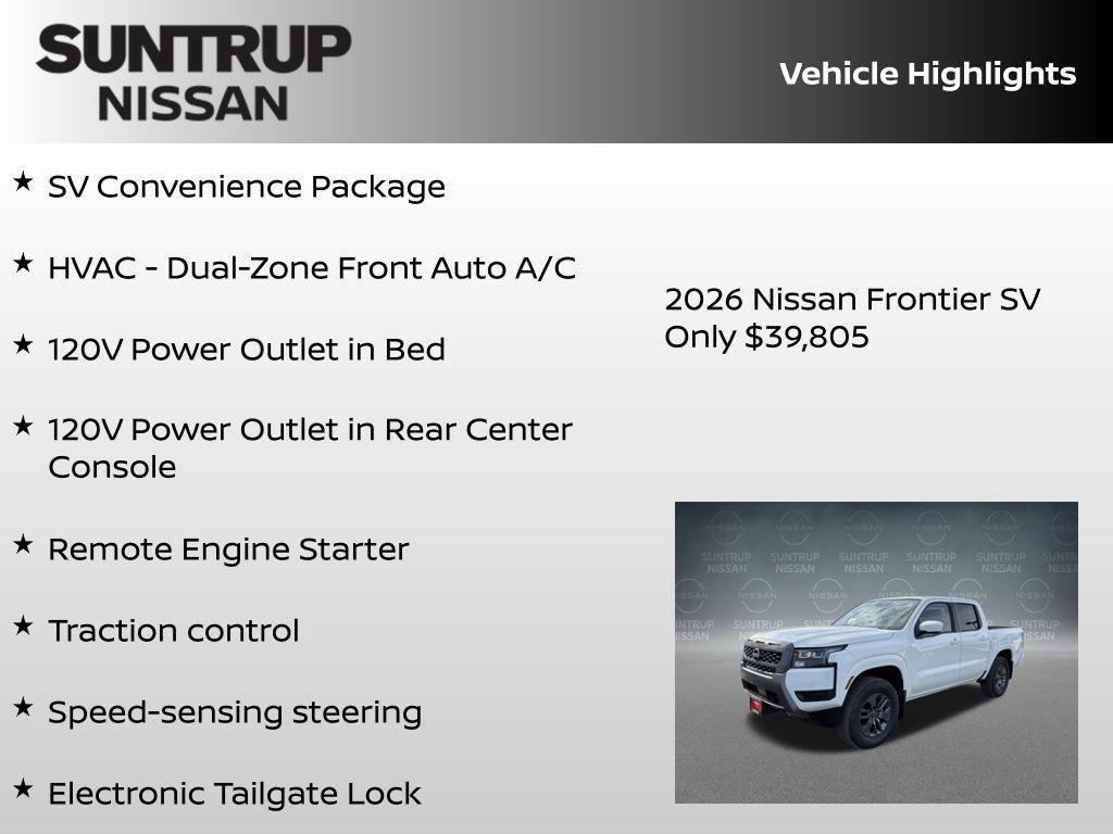 new 2026 Nissan Frontier car, priced at $39,805