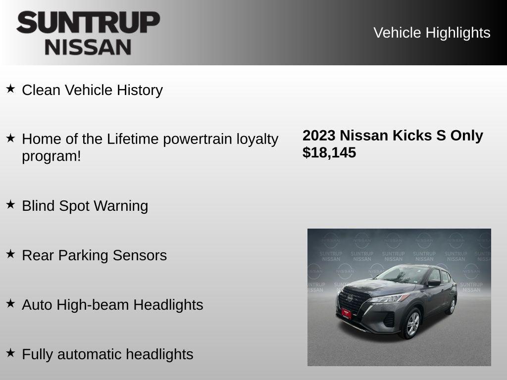 used 2023 Nissan Kicks car, priced at $18,145