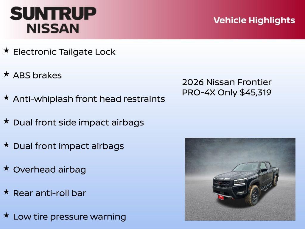 new 2026 Nissan Frontier car, priced at $45,319