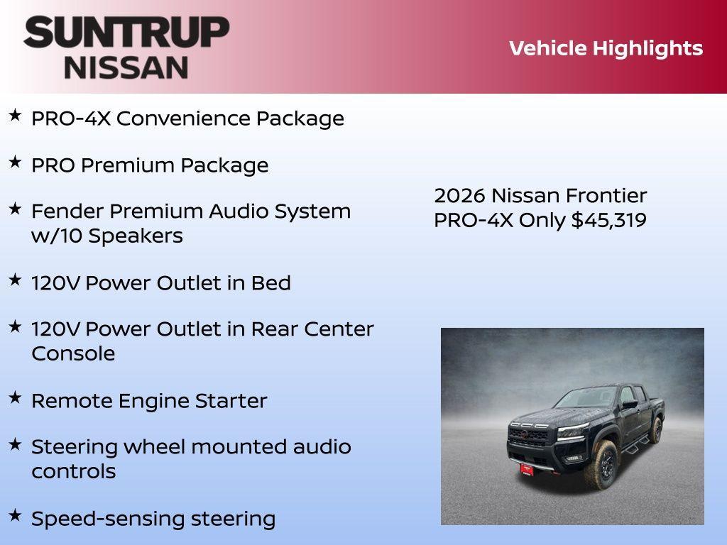 new 2026 Nissan Frontier car, priced at $45,319
