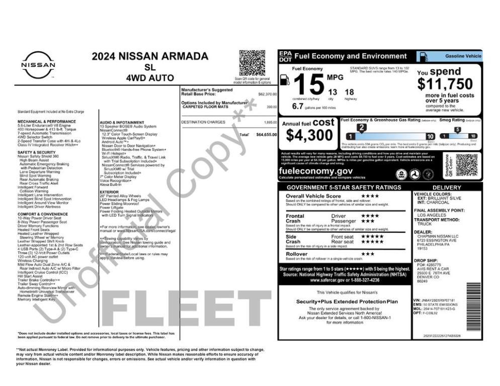 used 2024 Nissan Armada car, priced at $38,555