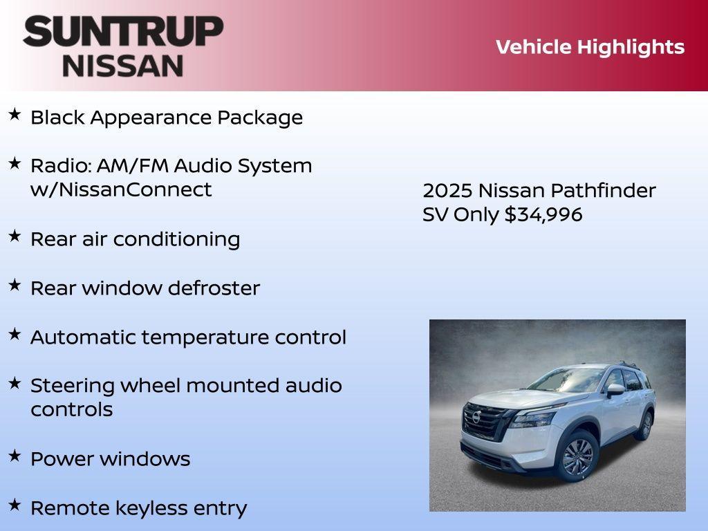 new 2025 Nissan Pathfinder car, priced at $34,996