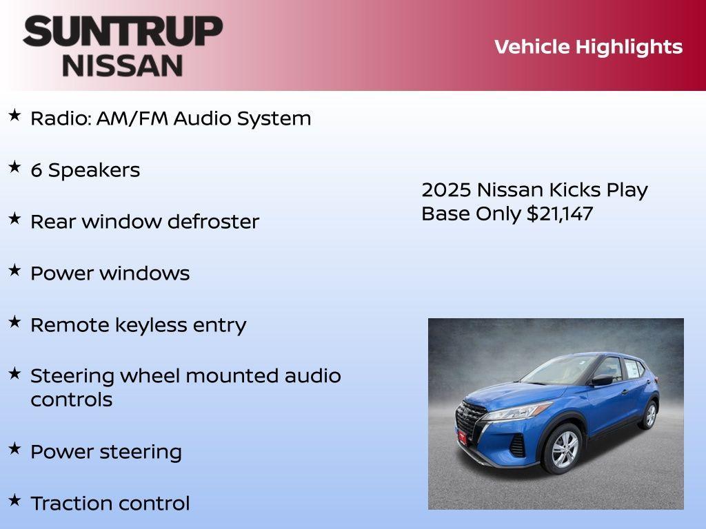 new 2025 Nissan Kicks Play car, priced at $21,147