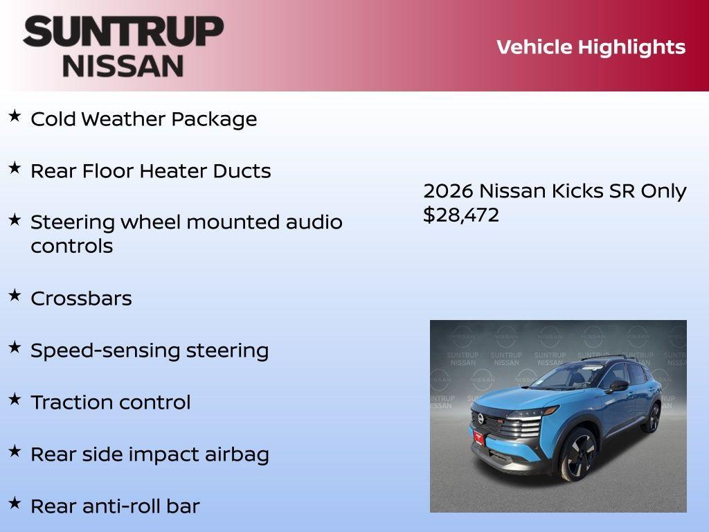 new 2026 Nissan Kicks car, priced at $28,472
