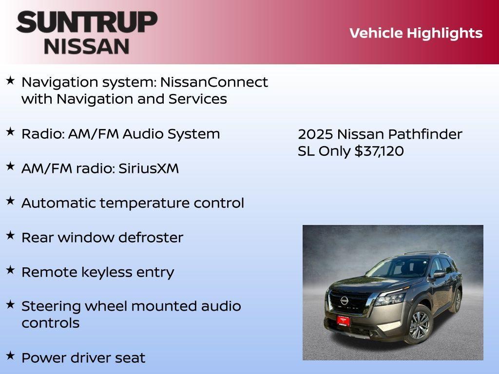 new 2025 Nissan Pathfinder car, priced at $37,120