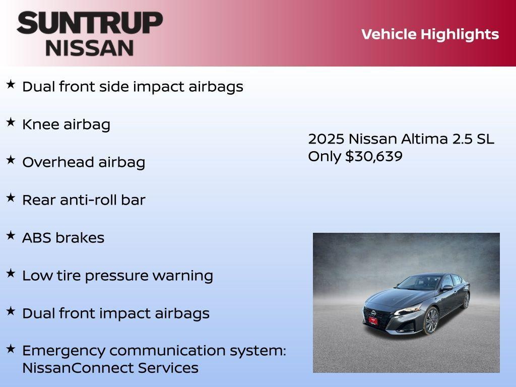 new 2025 Nissan Altima car, priced at $30,639