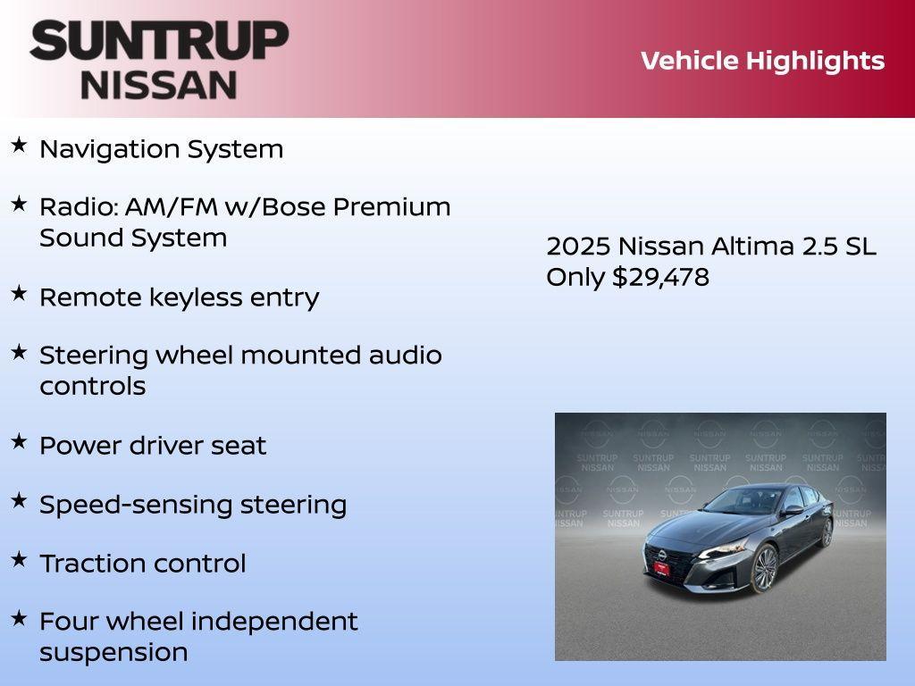 new 2025 Nissan Altima car, priced at $29,478