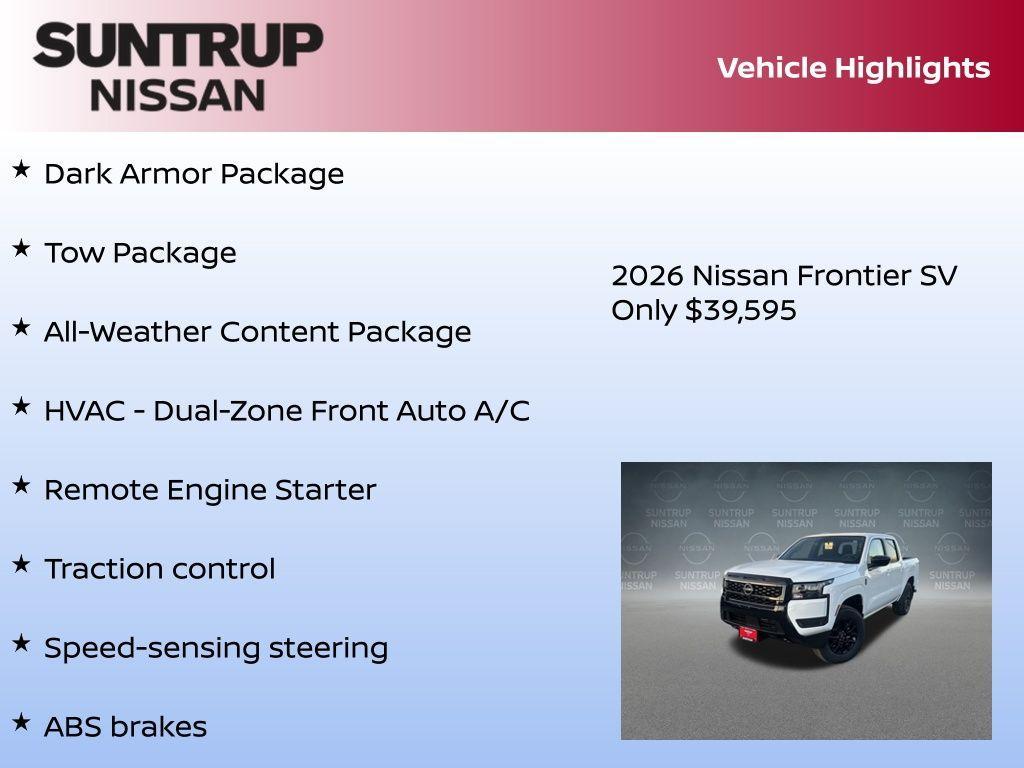 new 2026 Nissan Frontier car, priced at $39,595