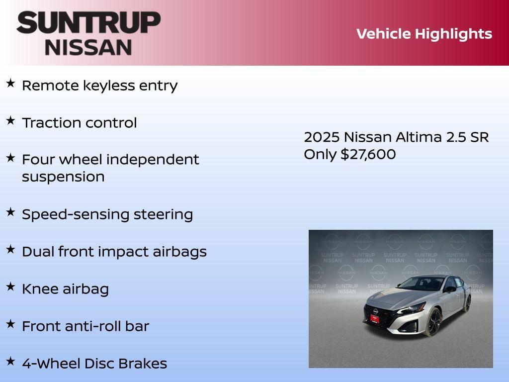 new 2025 Nissan Altima car, priced at $27,600