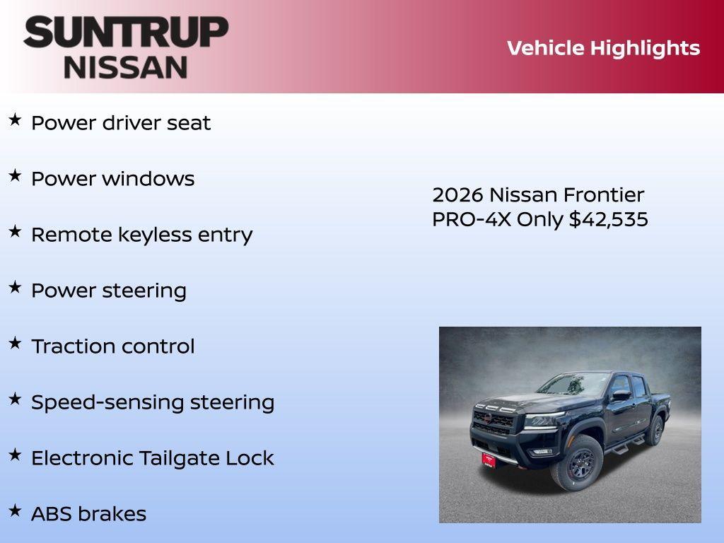 new 2026 Nissan Frontier car, priced at $42,535