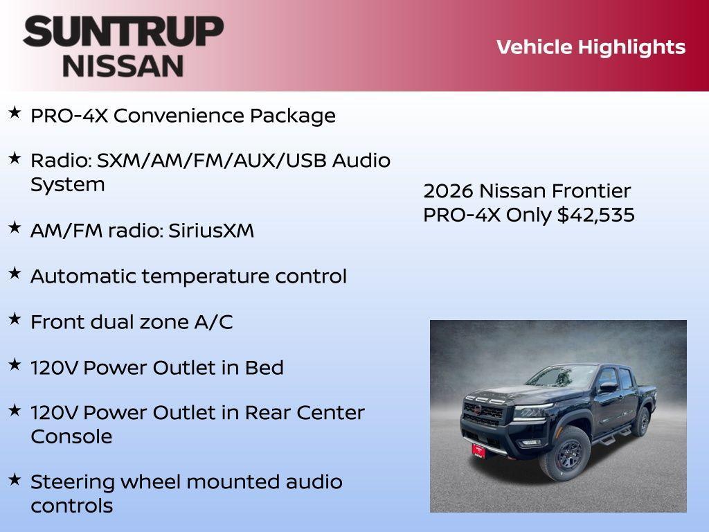new 2026 Nissan Frontier car, priced at $42,535