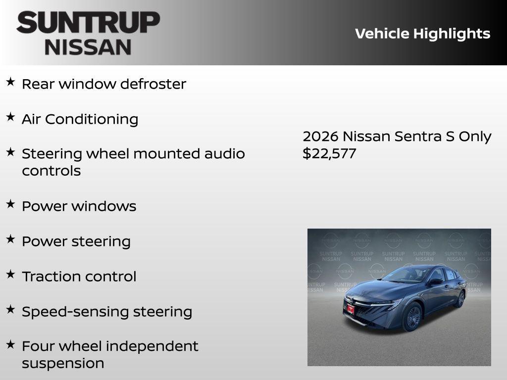 new 2026 Nissan Sentra car, priced at $22,577