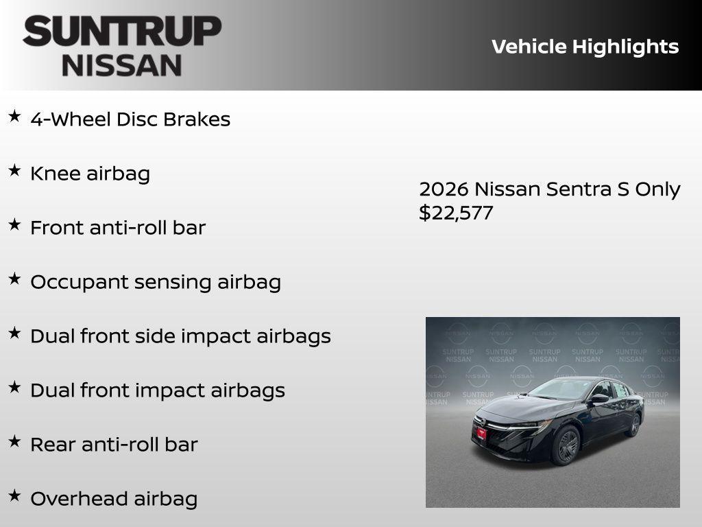 new 2026 Nissan Sentra car, priced at $22,577