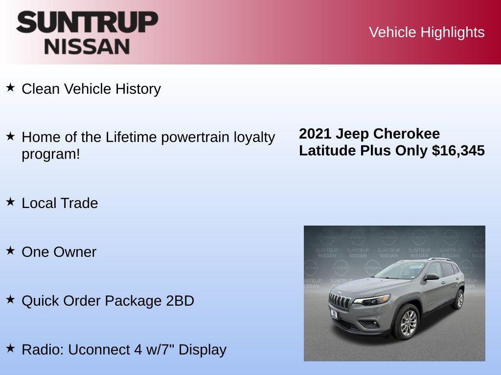 used 2021 Jeep Cherokee car, priced at $16,345