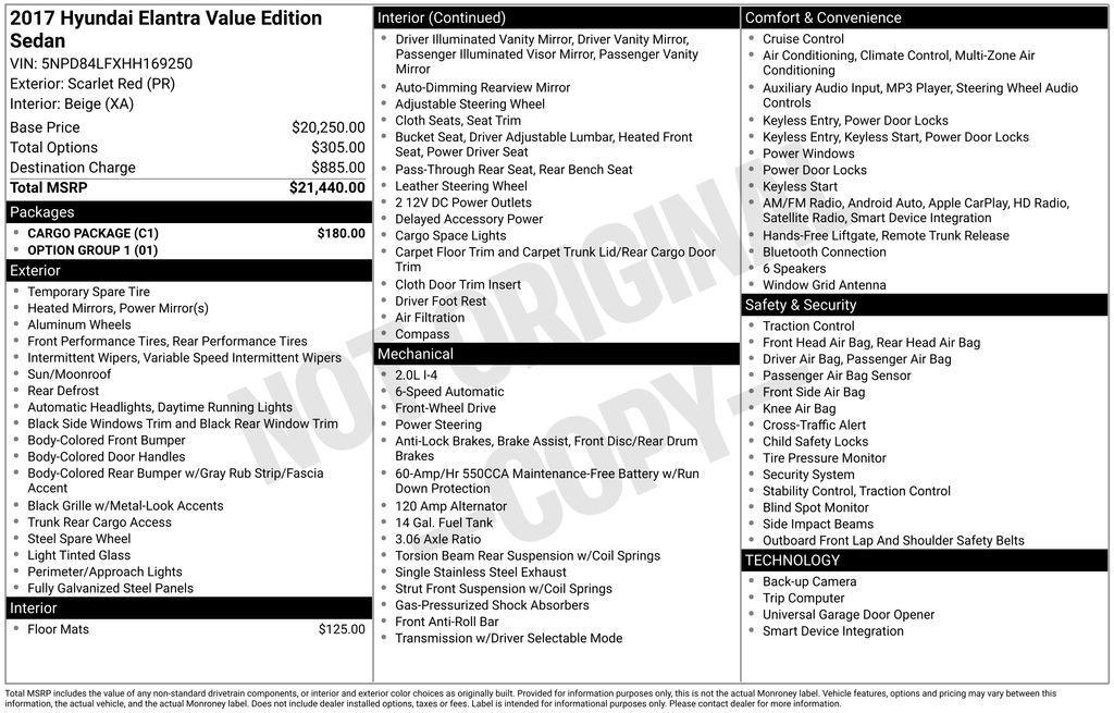 used 2017 Hyundai Elantra car, priced at $12,165