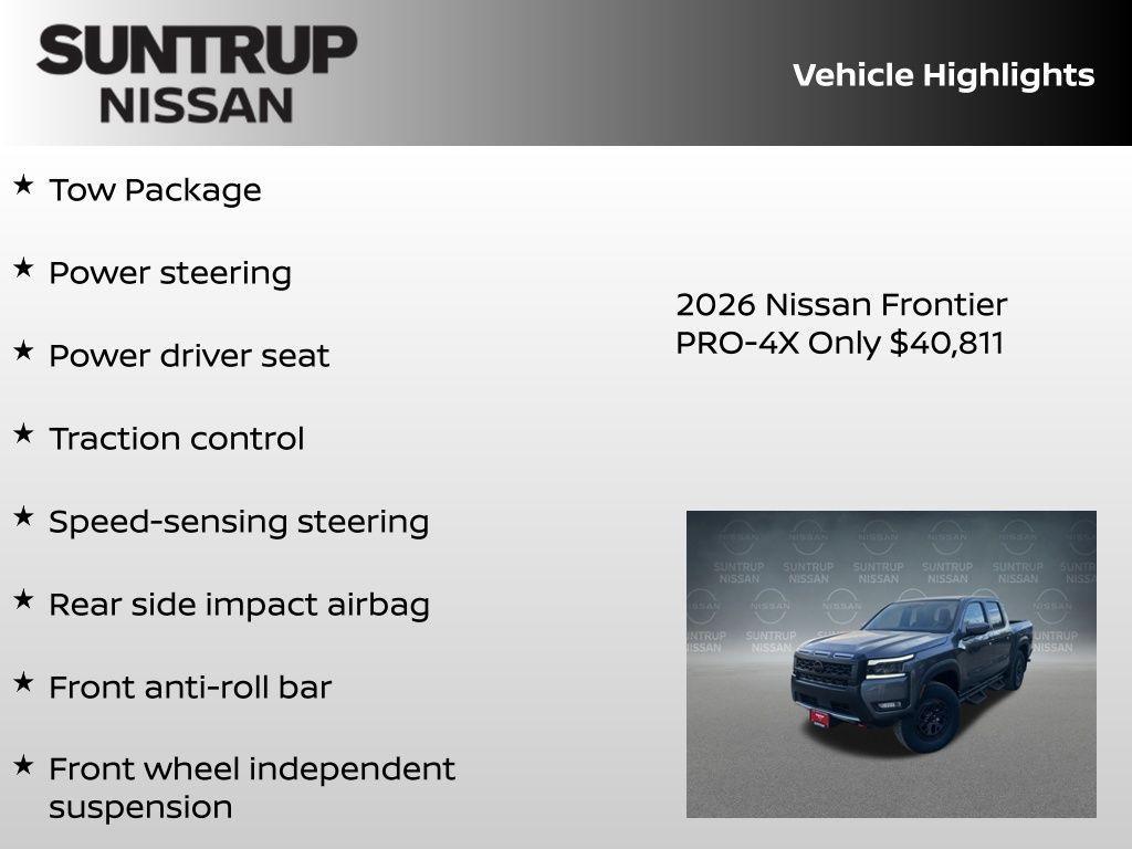 new 2026 Nissan Frontier car, priced at $40,811