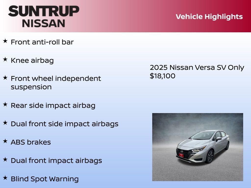 new 2025 Nissan Versa car, priced at $18,100