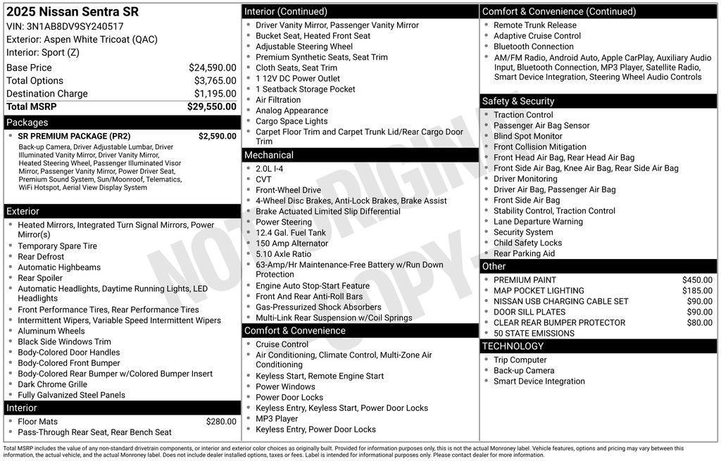 used 2025 Nissan Sentra car, priced at $21,745