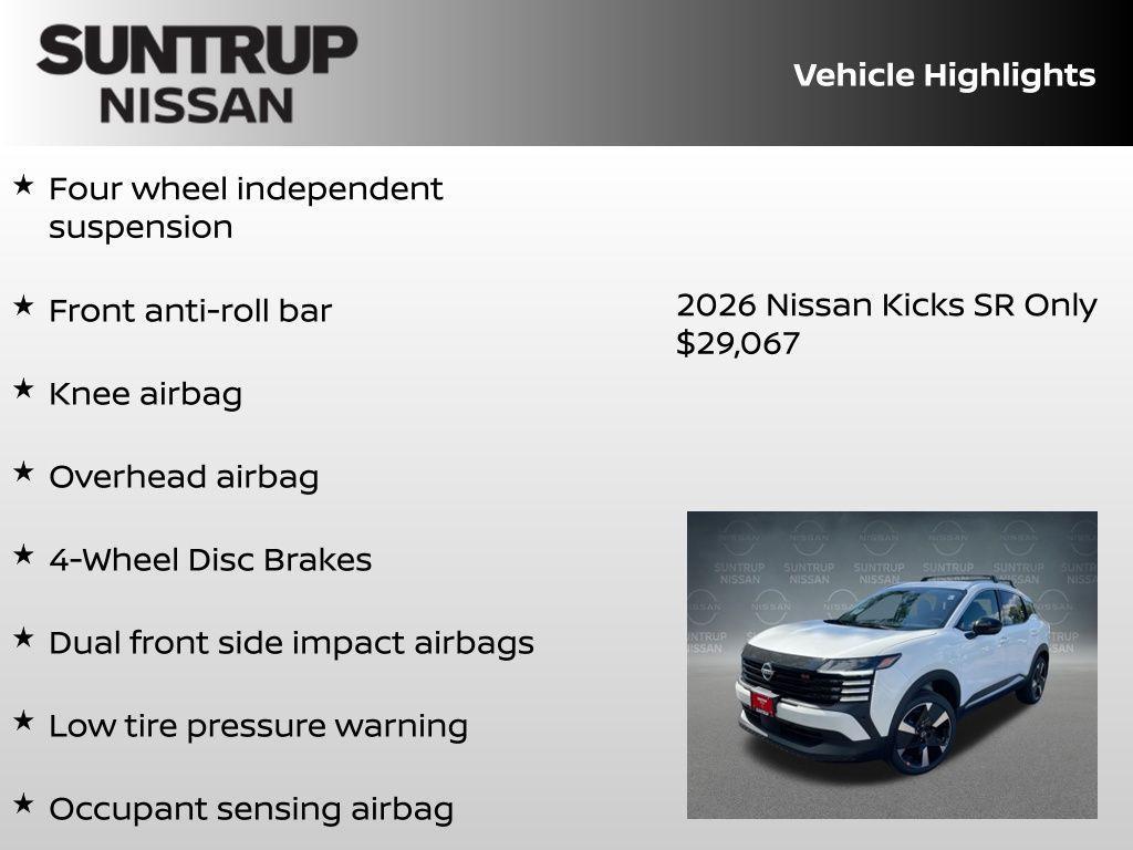 new 2026 Nissan Kicks car, priced at $29,067