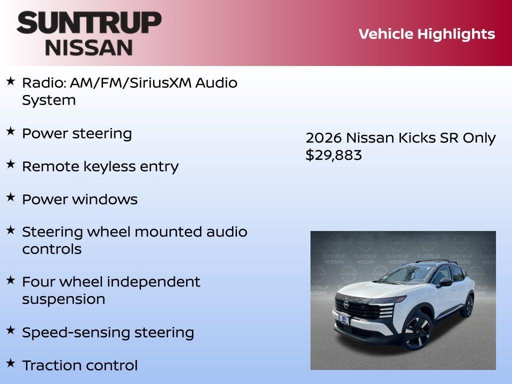 new 2026 Nissan Kicks car, priced at $29,883