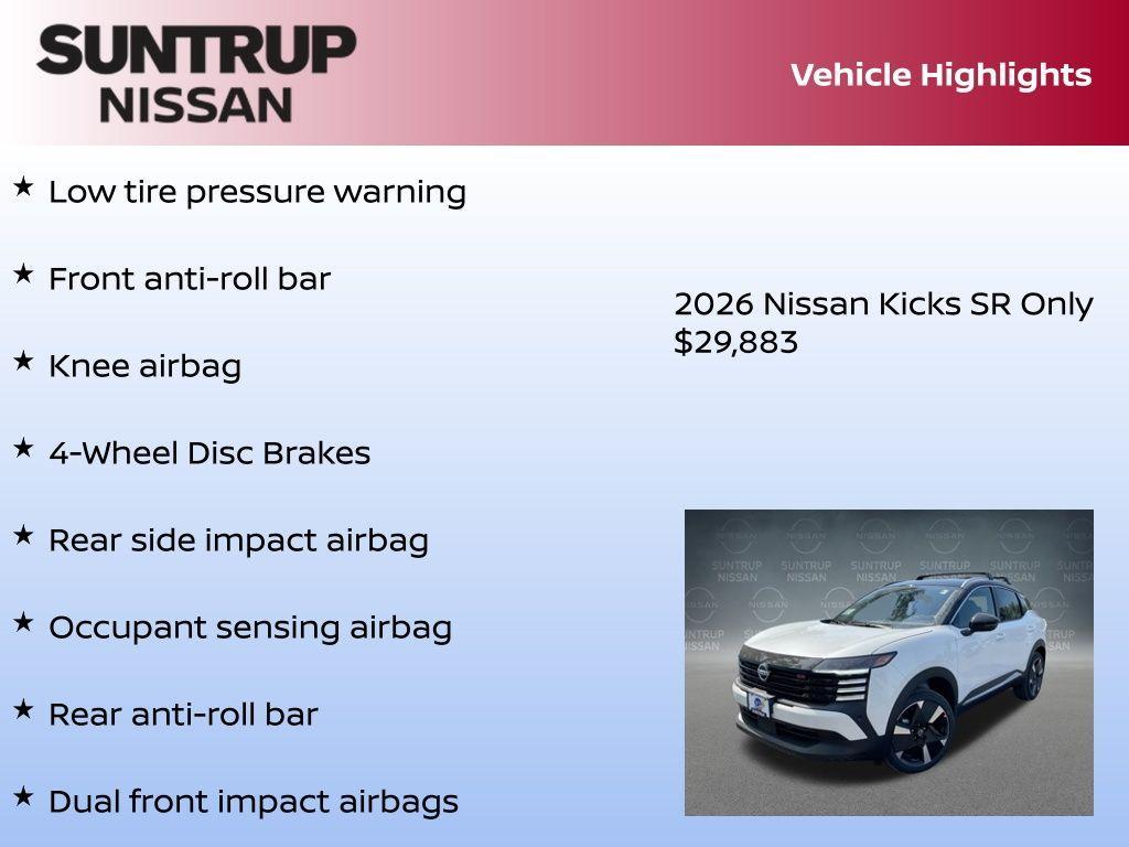 new 2026 Nissan Kicks car, priced at $29,883