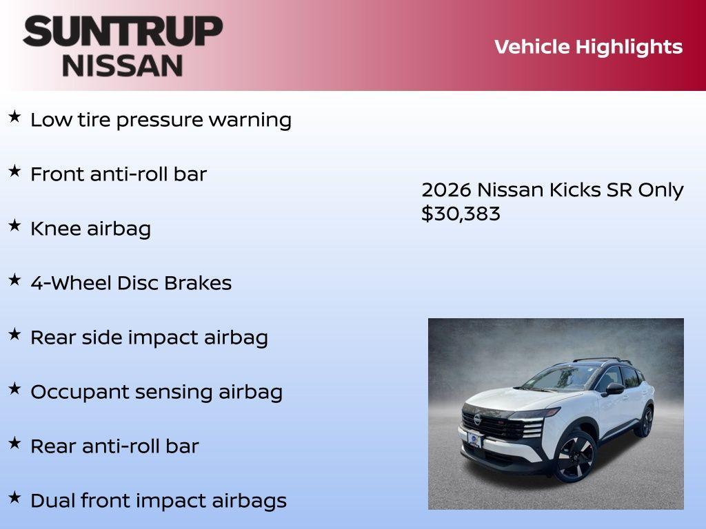 new 2026 Nissan Kicks car, priced at $30,383