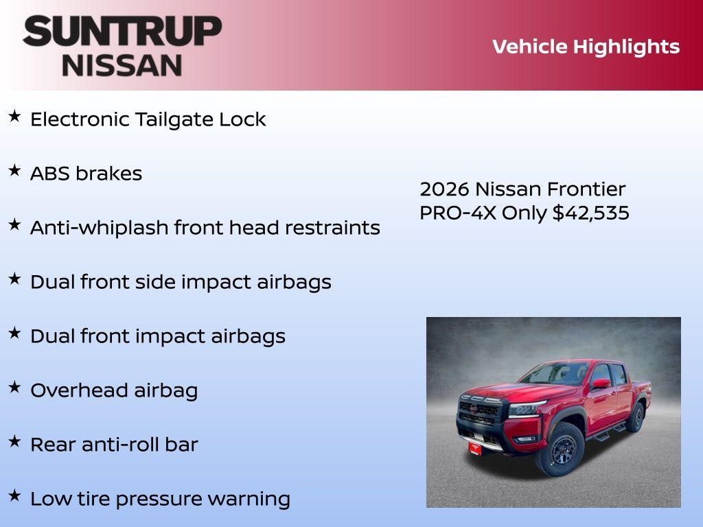 new 2026 Nissan Frontier car, priced at $42,535