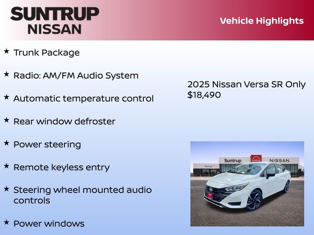 new 2025 Nissan Versa car, priced at $18,490