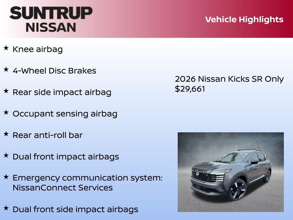 new 2026 Nissan Kicks car, priced at $29,661