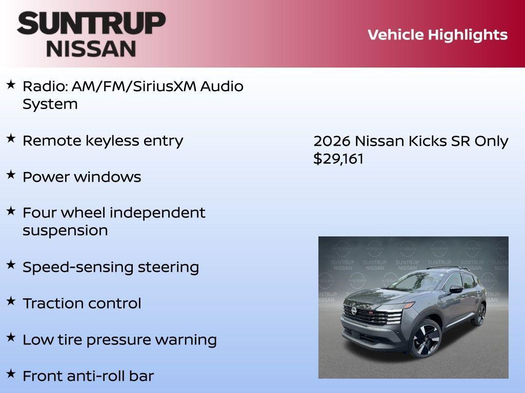 new 2026 Nissan Kicks car, priced at $29,161