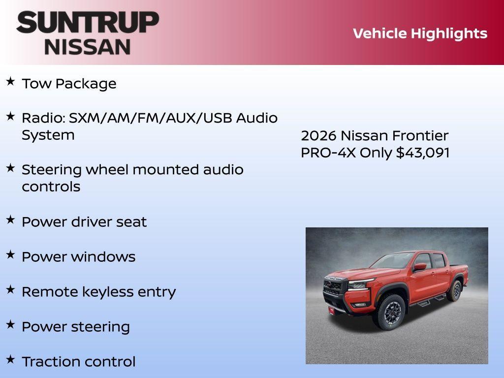 new 2026 Nissan Frontier car, priced at $43,091