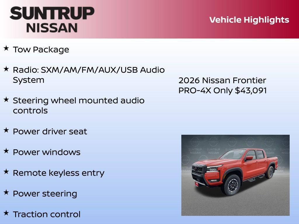 new 2026 Nissan Frontier car, priced at $43,091