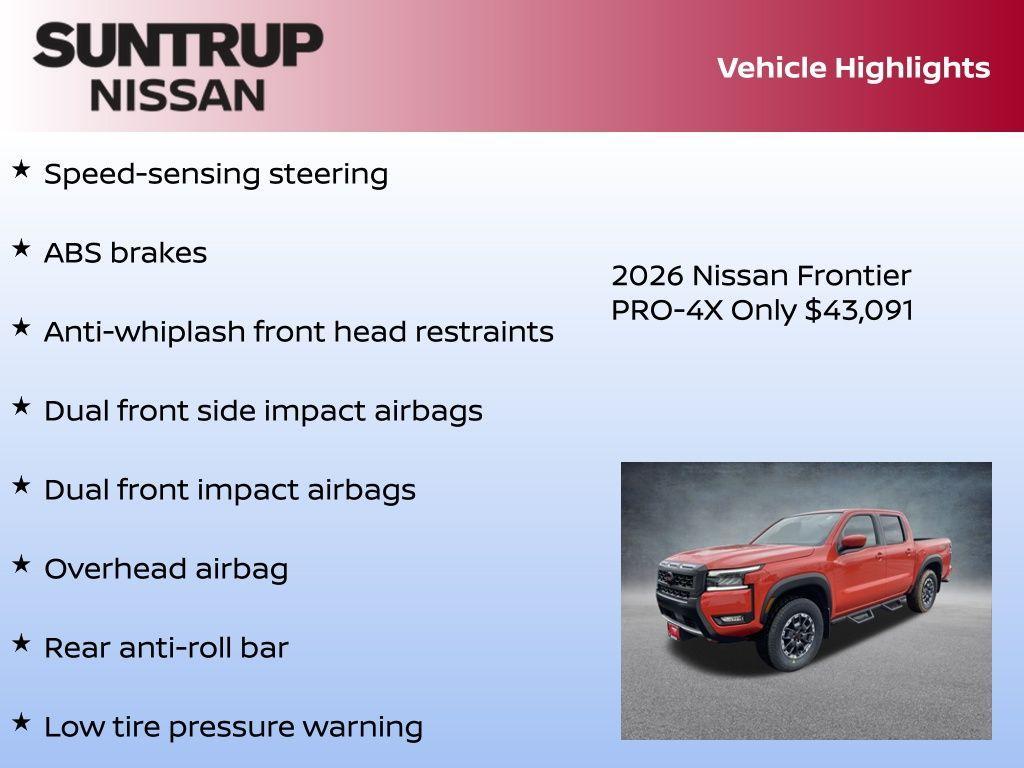 new 2026 Nissan Frontier car, priced at $43,091