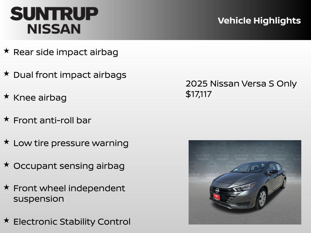 new 2025 Nissan Versa car, priced at $17,117