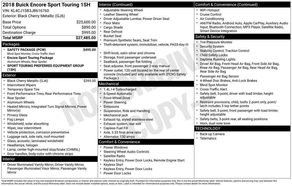 used 2018 Buick Encore car, priced at $11,755