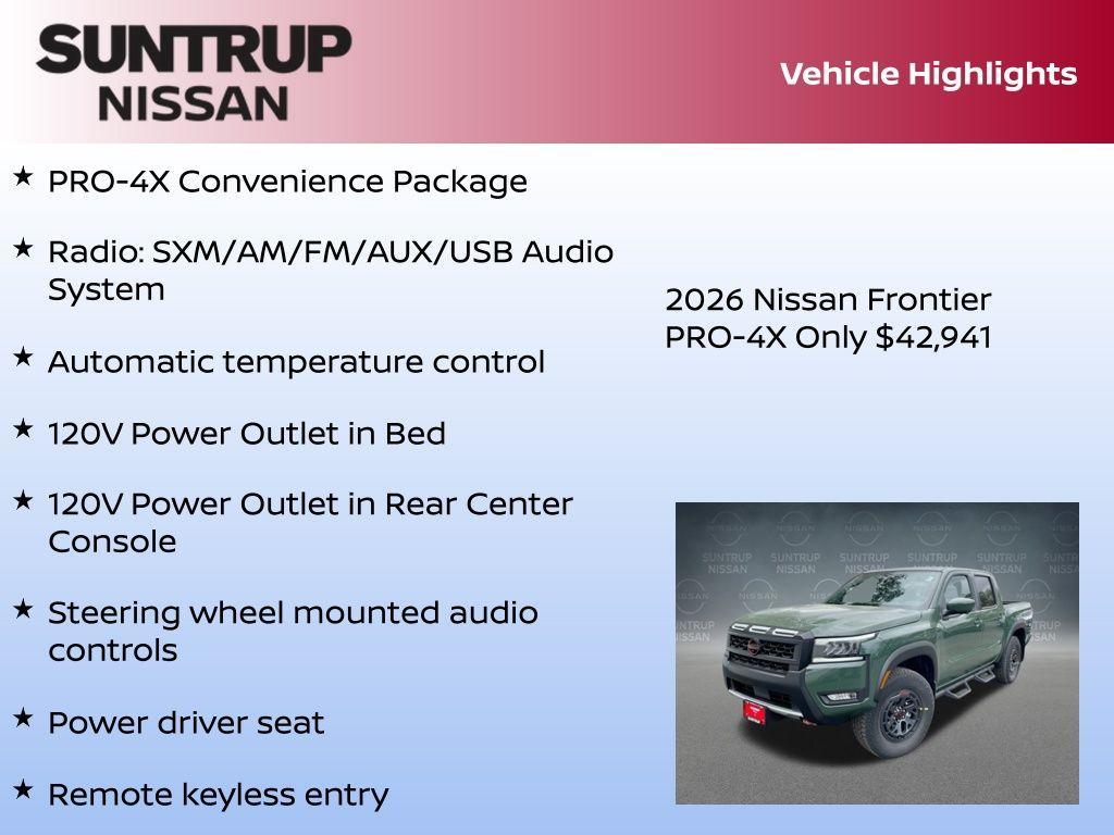 new 2026 Nissan Frontier car, priced at $42,941