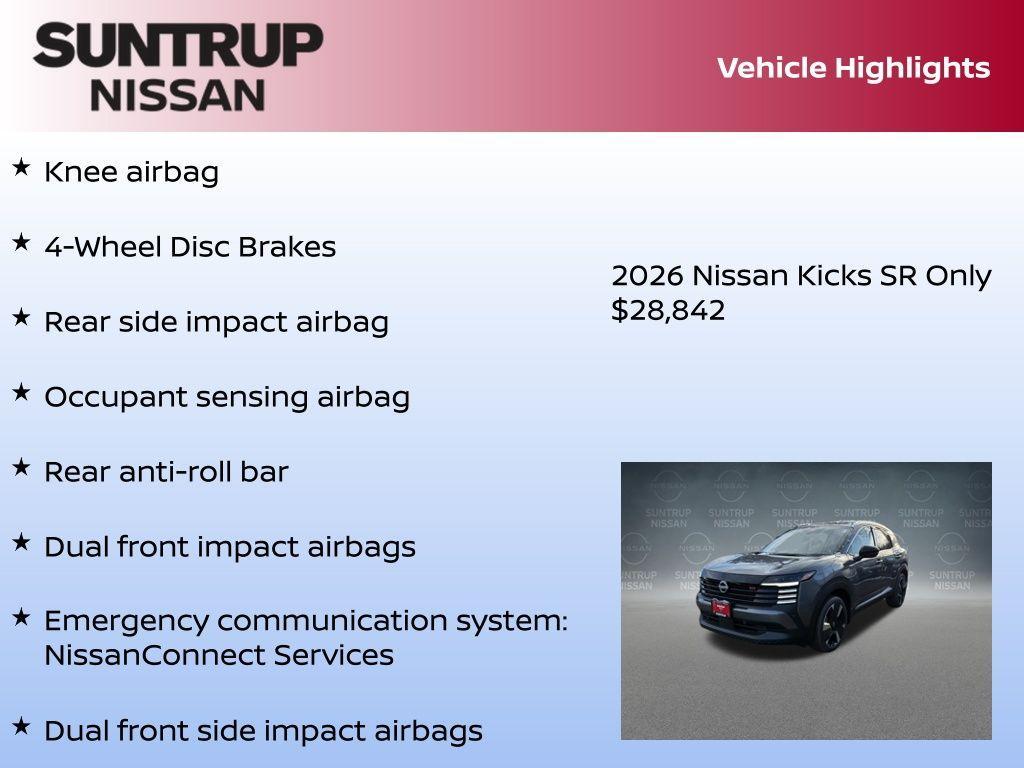 new 2026 Nissan Kicks car, priced at $28,842