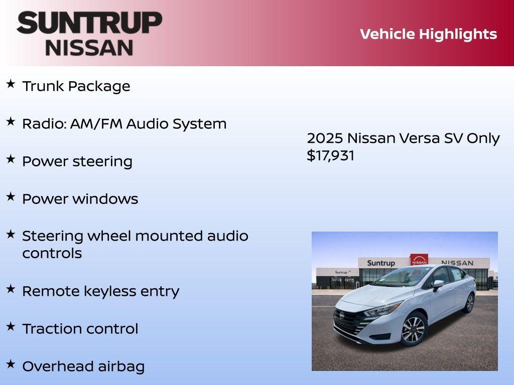 new 2025 Nissan Versa car, priced at $17,931