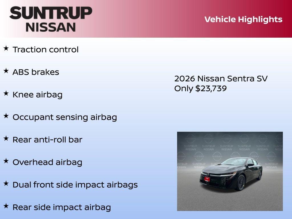 new 2026 Nissan Sentra car, priced at $24,332