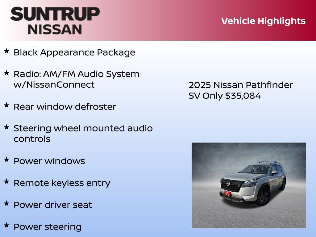 new 2025 Nissan Pathfinder car, priced at $35,084