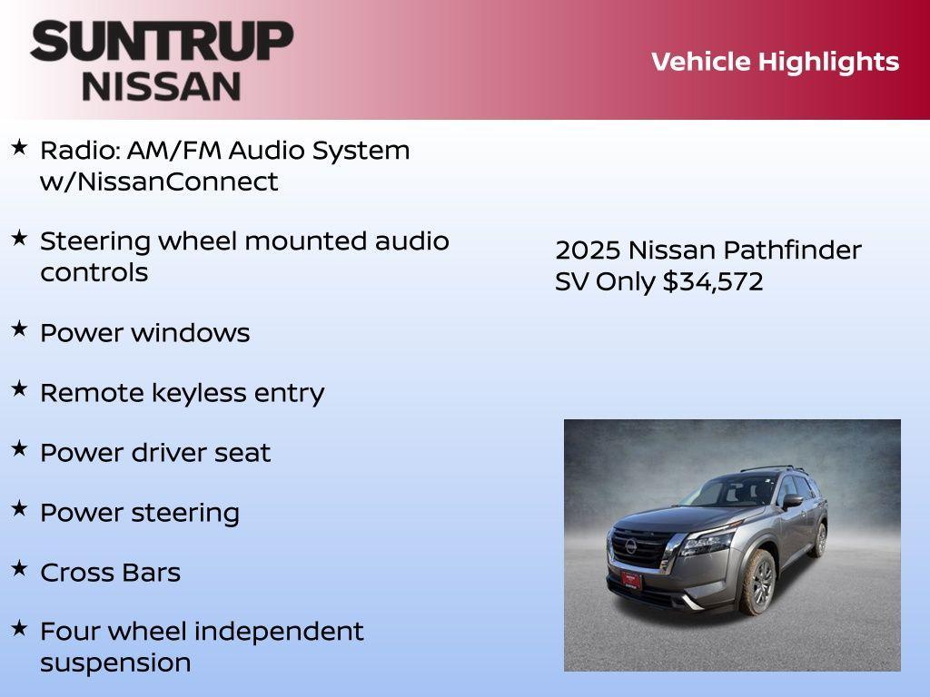 new 2025 Nissan Pathfinder car, priced at $34,572