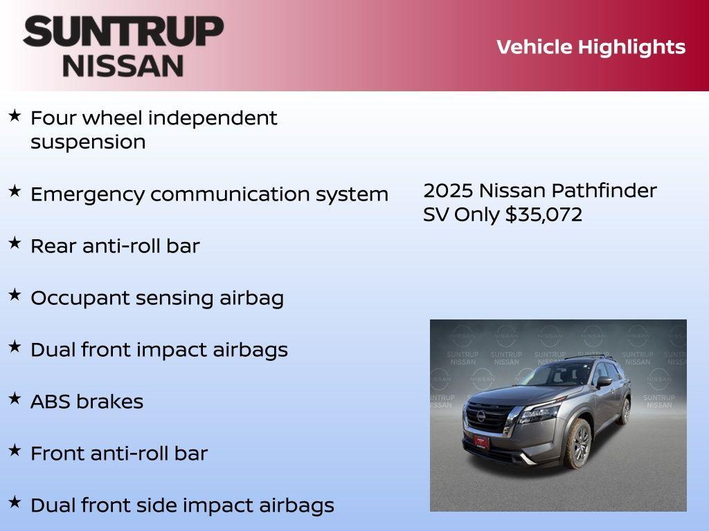 new 2025 Nissan Pathfinder car, priced at $35,072