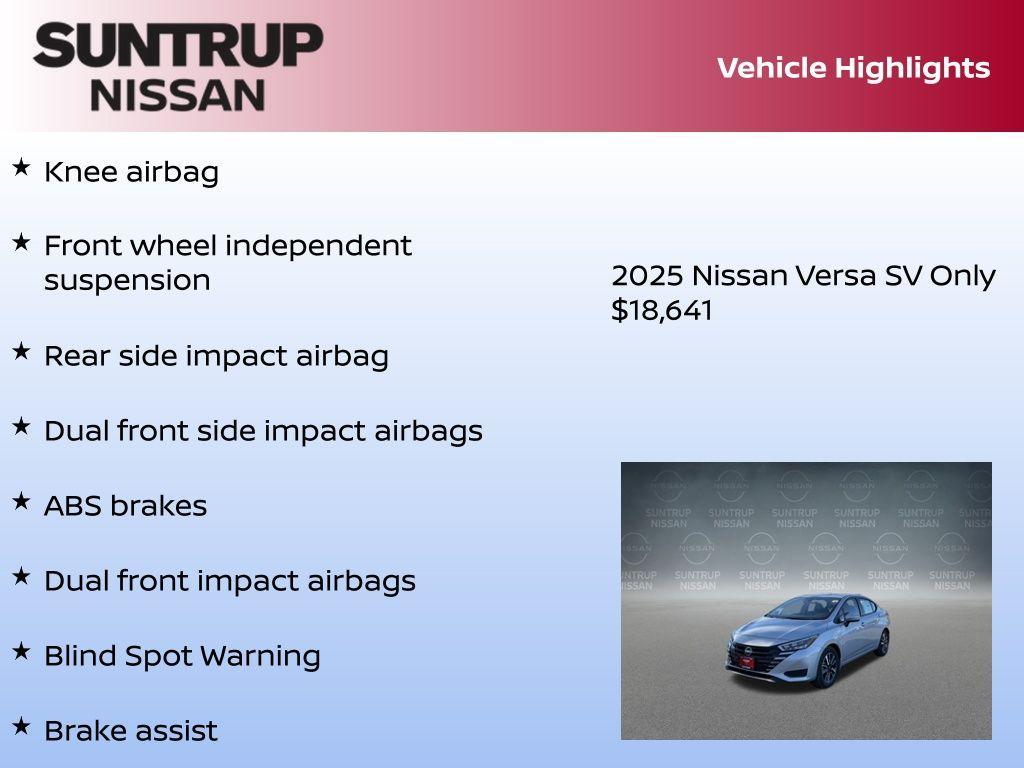 new 2025 Nissan Versa car, priced at $18,641