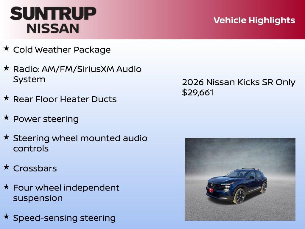 new 2026 Nissan Kicks car, priced at $29,661