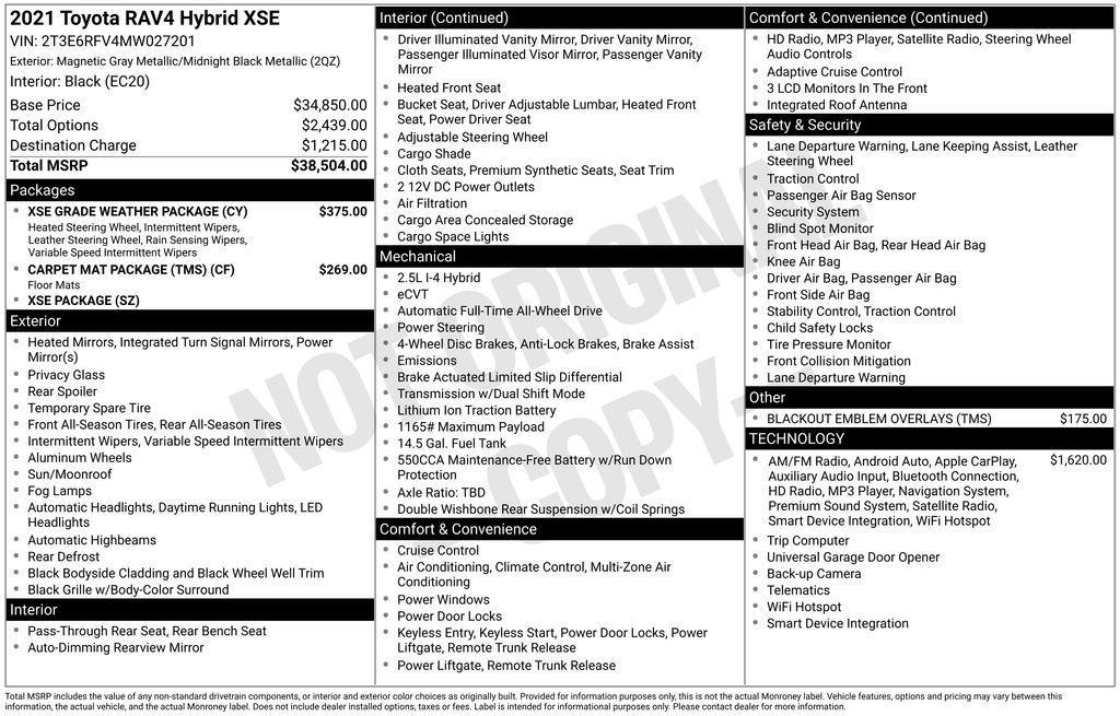 used 2021 Toyota RAV4 Hybrid car, priced at $34,189