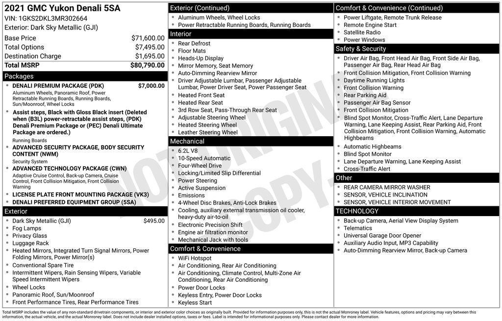 used 2021 GMC Yukon car, priced at $48,981